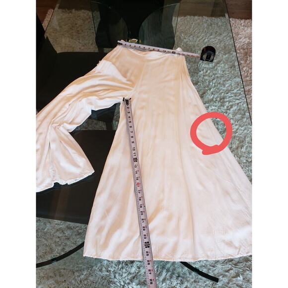 Aakaa Trouser Pants Women's M White Solid Elastic Waist Pull On Wide Leg Coastal - Picture 8 of 14